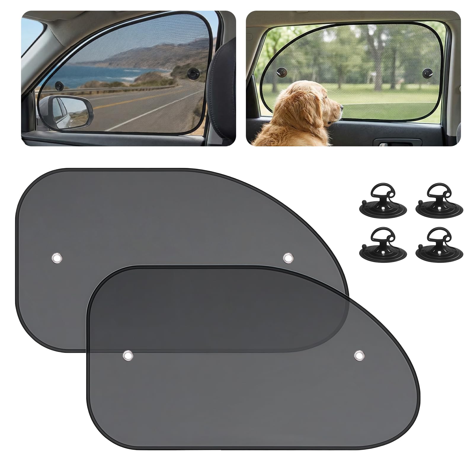 Photo 1 of AMZAUTO Car Window Shades, 2PCS Car Shades for Side Windows, Mesh Sunshade with Suction Cup for Baby Passengers, Sun Protection and Heat Blocking, Universal for Sedan, Truck, SUV (25.6" x 14.9 ")
