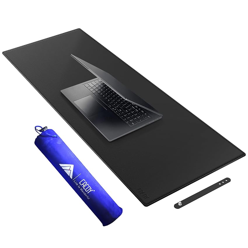 Cacoy 100x40 cm Tappetino Scrivania in Pelle PU, Esteso Tappeto Scrivania, XXL Office Tappetino Mouse Grande, Tappetino da Scrivania Impermeabile Adatto Per l'Uso In Ufficio e Casa (Nero)