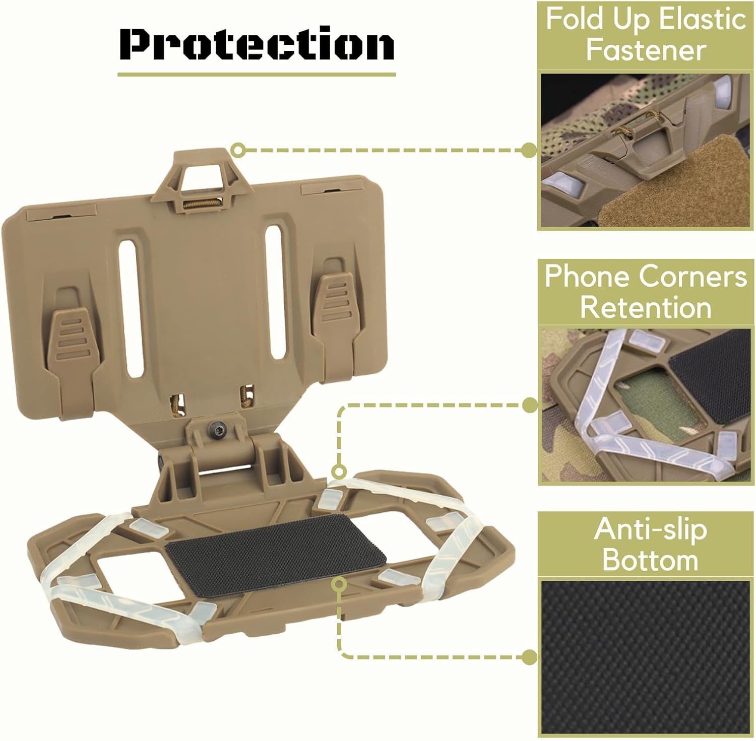 Let Me Be Tactical Plate Carrier Molle Phone Carrier Vest Attachments, Outdoor Universal Foldable Phone Chest Holder, Chest Rig Mount Navigation Board for 4.7"-6.7" Screen (FoldPanel-BCP)