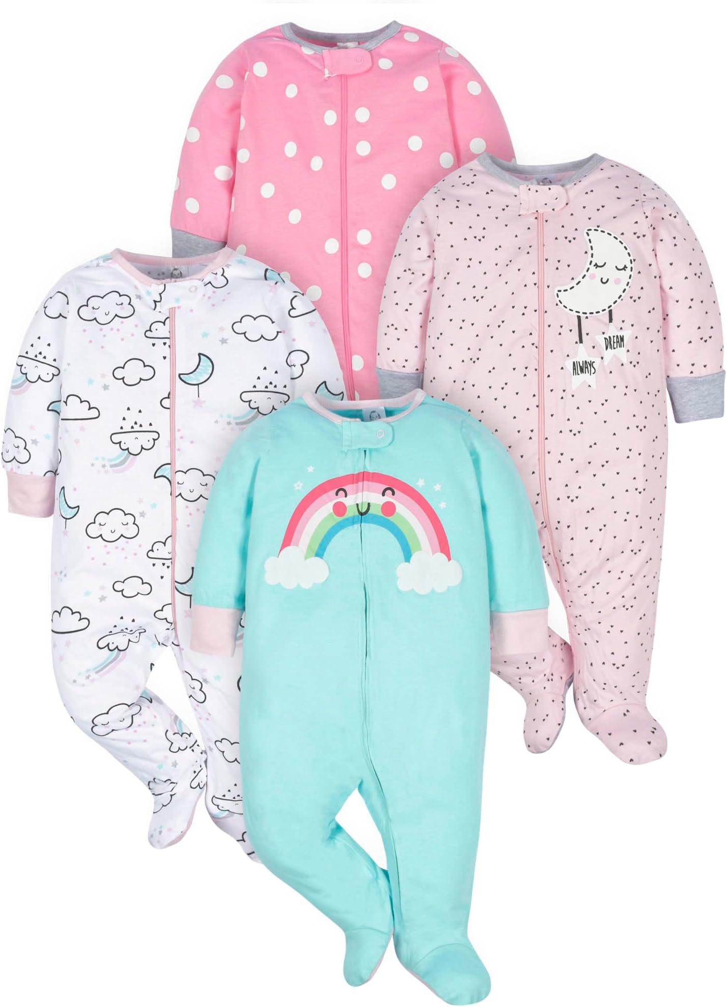 Baby Girls 4 Pack Sleep 'N Play Footie Baby and Toddler Sleepers