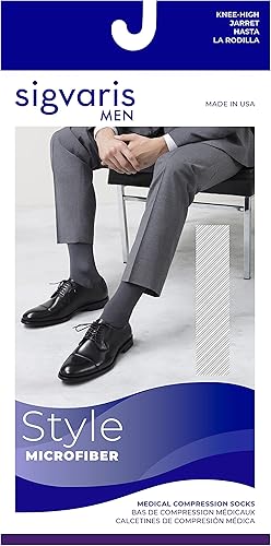 Miniatura 3 de SIGVARIS Calcetines de microfibra 820 con punta cerrada para hombre, 20-30 mmHg