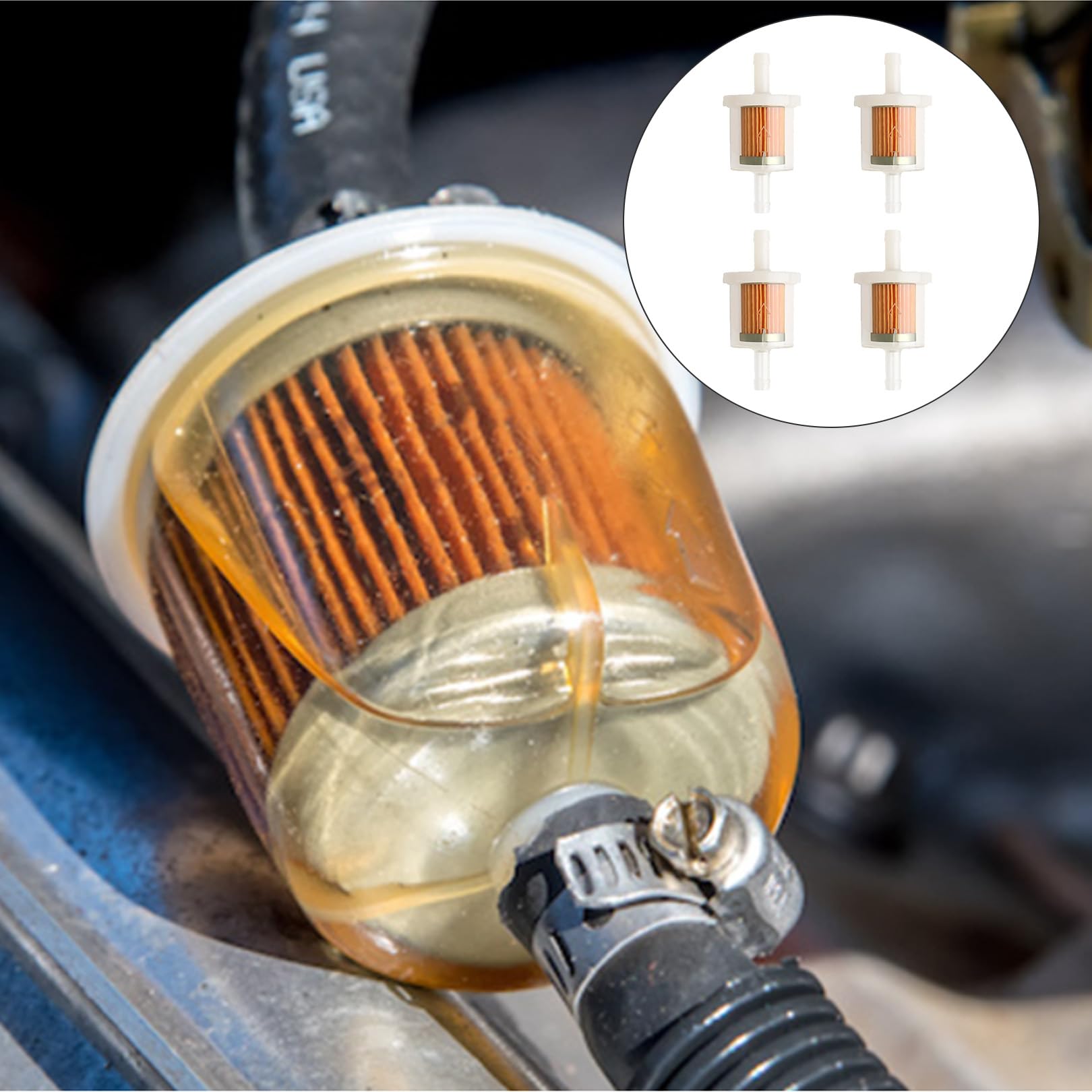 4x Kraftstofffilter Universal 8mm - Transparente Benzinfilter Für Rasenmäher & Motorrad