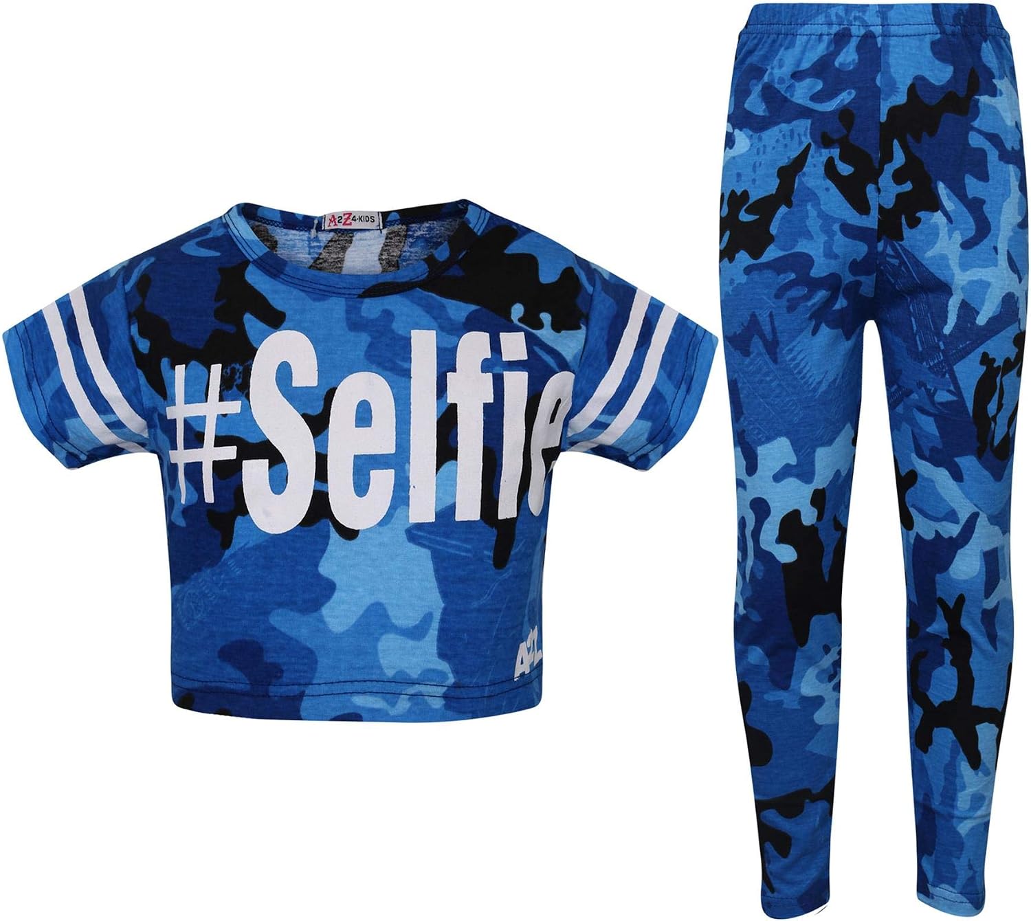 Girls Tops Kids Designer's Camouflage Print Trendy Crop Top Legging Set 7-13 Yr