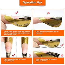 200 PCS Nail Forms for Builder Gel, AHIER Self-adhesive Nail Extension Forms for DIY at Home Professional Nails Art Supplies