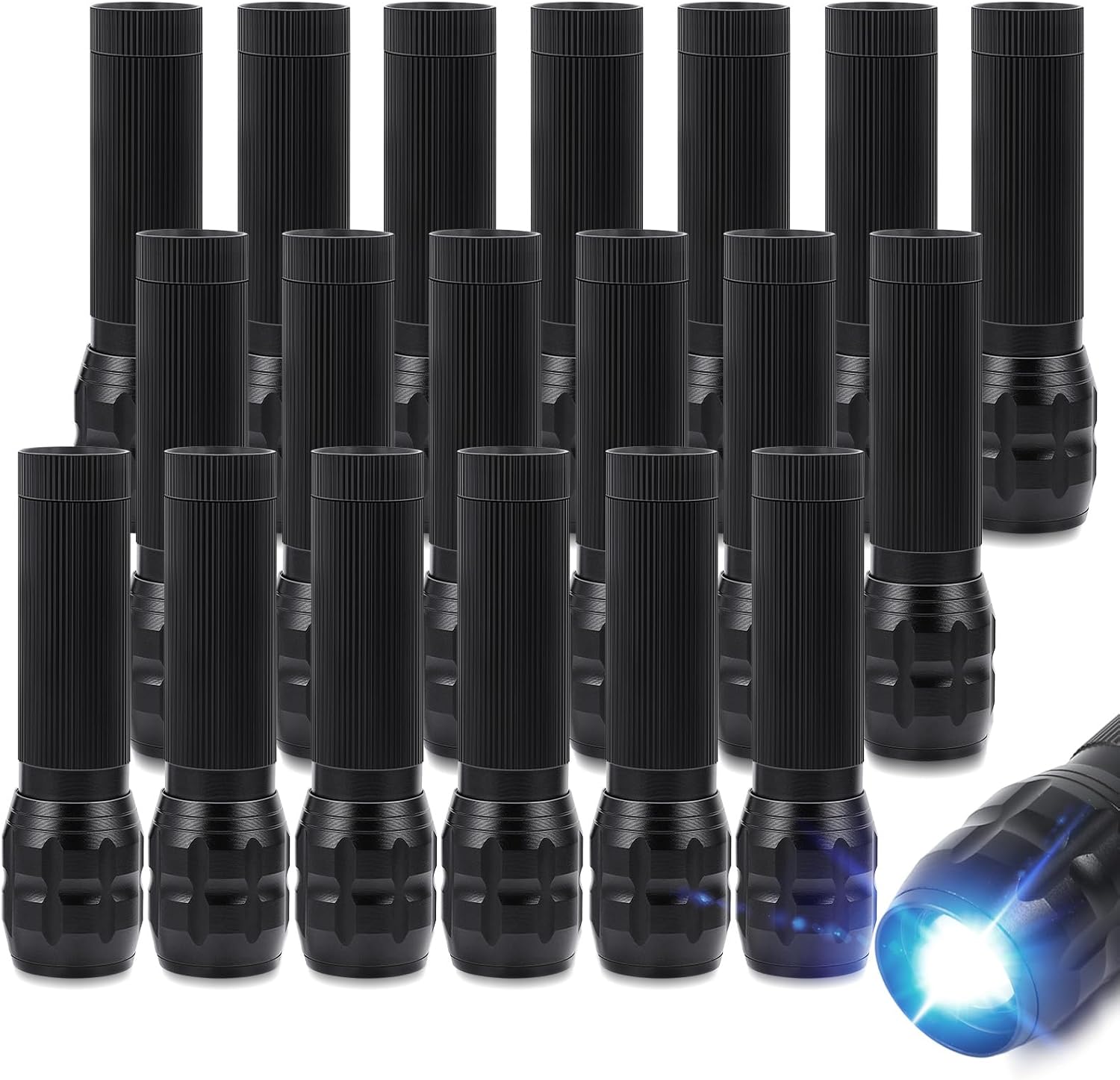 VIHOSE 20 Pack 4.7 Inch LED Emergency Handheld Flashlight Waterproof Metal Mini Flashlight Set with 3 Modes Batteries Not Included for Party Camping Power Outage Gift to Christmas