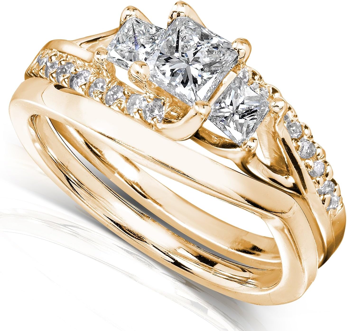 Kobelli Princess Cut Diamond Bridal Set Ring 1 Carat (ctw) in 14k Gold