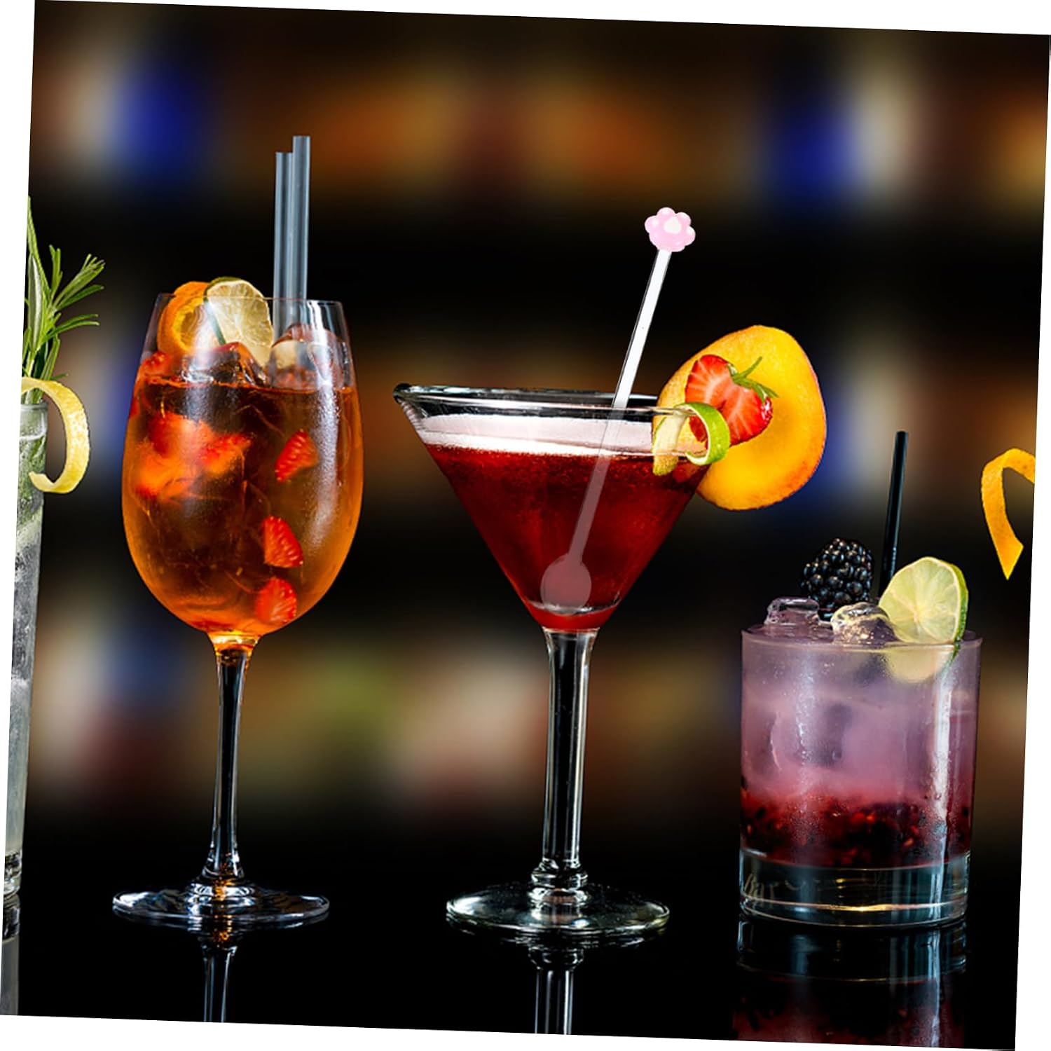 Glass Swizzle Stir Stick Set for Drink Mixing and Bar Parties