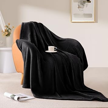BEAUTEX Fleece Blanket King Size Super Soft Flannel Throw Blanket Lightweight Fuzzy Plush Blanket for Couch Sofa or Bed All Seasons (Black, 108 x 90)