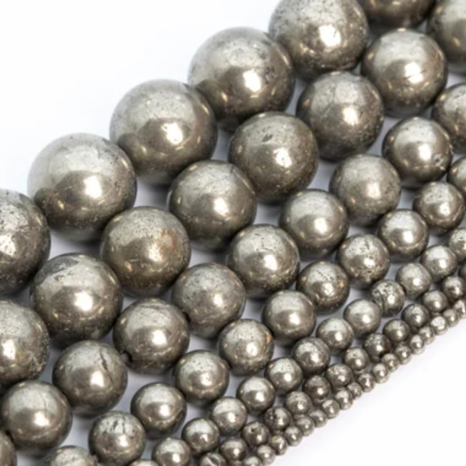 DIYSM Natural Stone Lab Certified Beads Gemstone Round Loose Beads for Jewelry Making DIY 1 Strand 15" 45-48 Beads 8MM, Pyrite