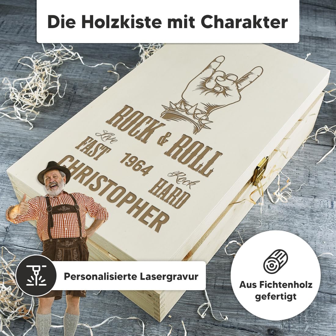 polar-effekt Chope à bière de 0,5 l et caisse en bois avec gravure comme cadeau pour homme – Coffret cadeau d'anniversaire – Chope à bière pour pils, exportation et bière artisanale