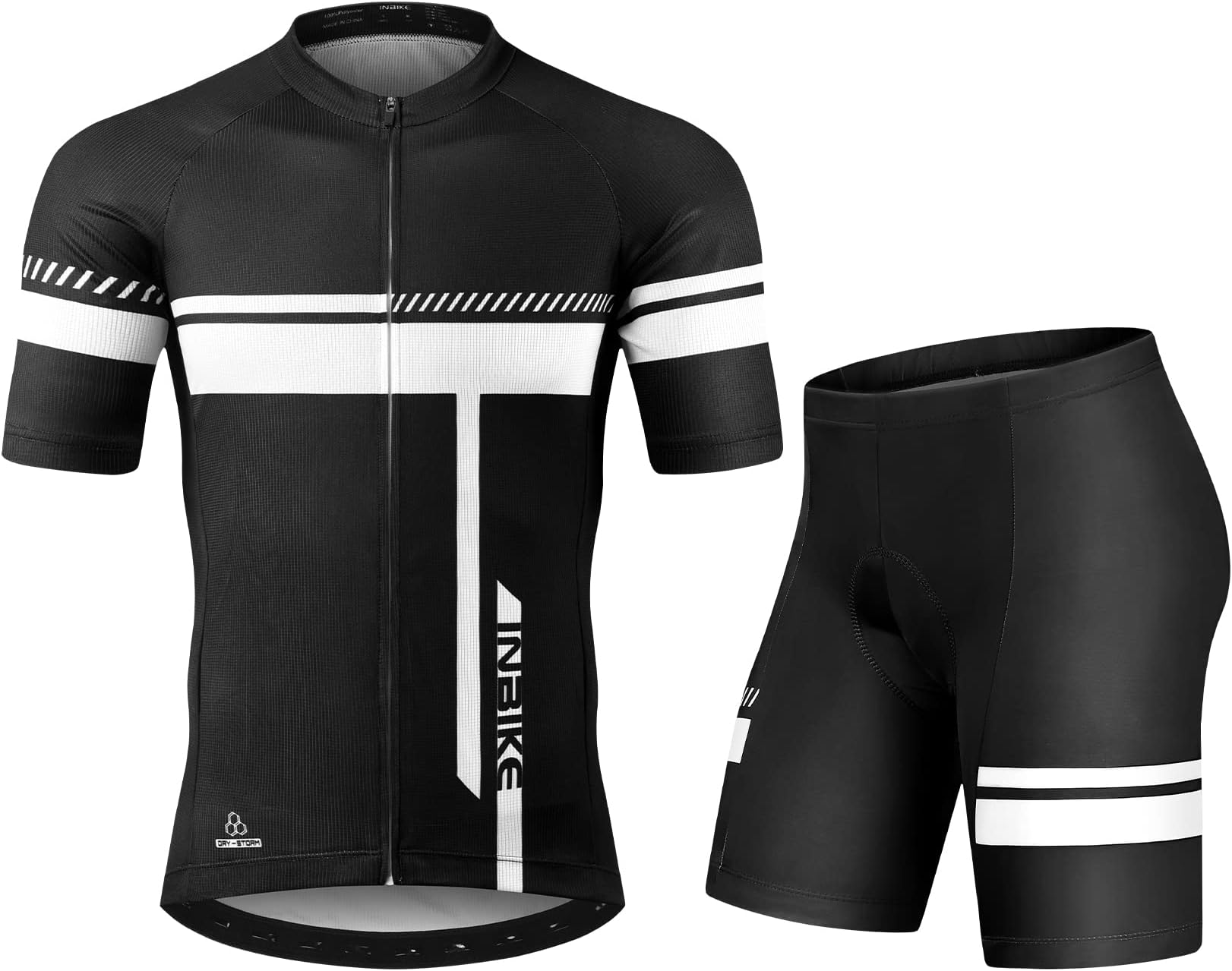 Cycling Jersey Mens Set Reflective Breathable Biking Outfit Quick-Dry Bib Bicycle Jersey with 3D Padded Shorts