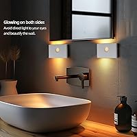 Vista 2 de DAMI Luz nocturna con detector de movimiento, luz nocturna LED para niños, recargable, funciona con pilas, 3 modos, luz de armario de 2700 K