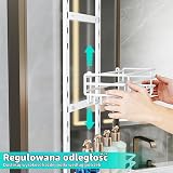 HapiRm Półka prysznicowa do zawieszenia, ze stali nierdzewnej – regał prysznicowy bez wiercenia, z 5 regulowanymi koszami, regał prysznicowy do zawieszenia, z uchwytami na szczoteczki do zębów i