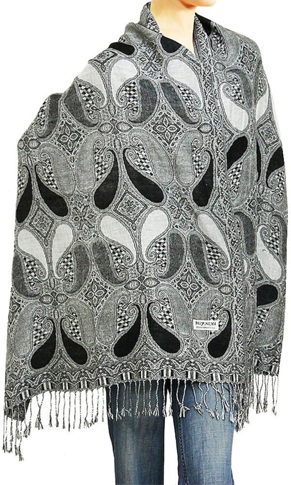 Falari Women's Woven Paisley Pashmina Shawl Wrap Scarf 80" x 27" (Style 1 - Dark Purple & Turquoise) at  Women’s Clothing store