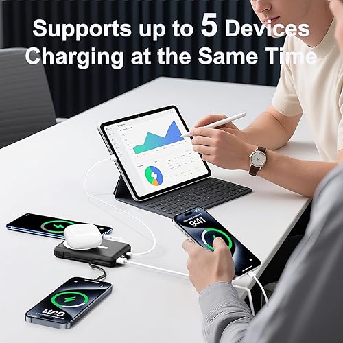 Miniatura 5 de Cargador portátil Magsafe - Batería de 10000 mAh para Magsafe con cable USB-C y PD 20 W USB C pantalla LED de carga rápida, banco de energía