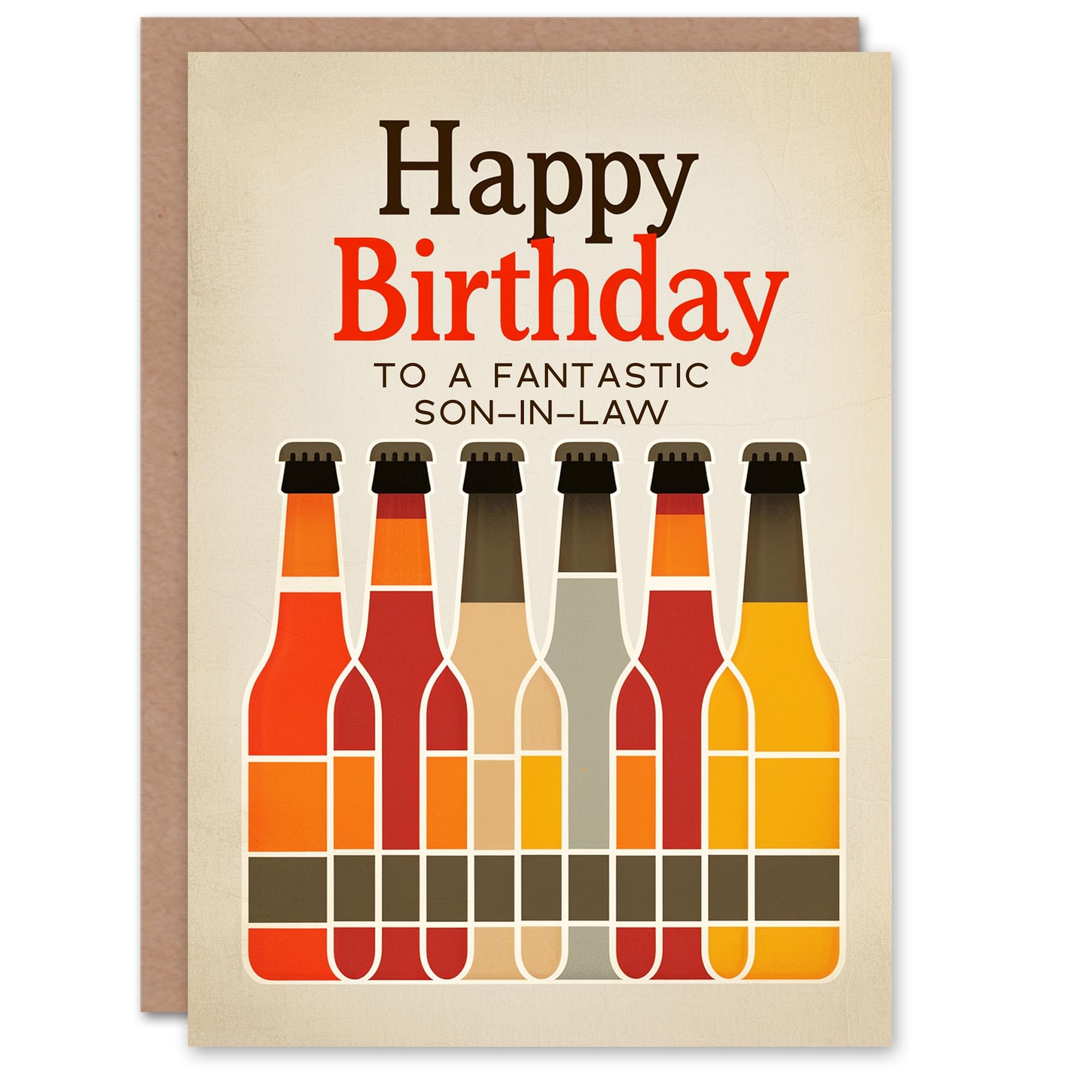 Artery8 Happy Birthday Card to a Fantastic Son-in-Law Craft Beer Lover Row of Bottles