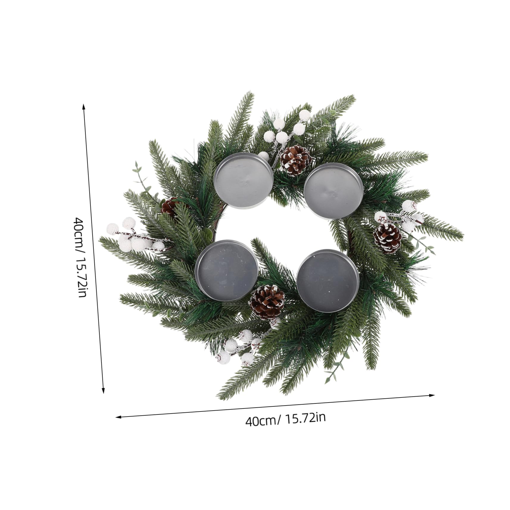 MAGICLULU Adventskranz mit Künstlichem Dekorativer Kerzenhalter mit Beeren und Zapfen Stabiles Design für Festliche Weihnachtsdekoration und Einfache Montage
