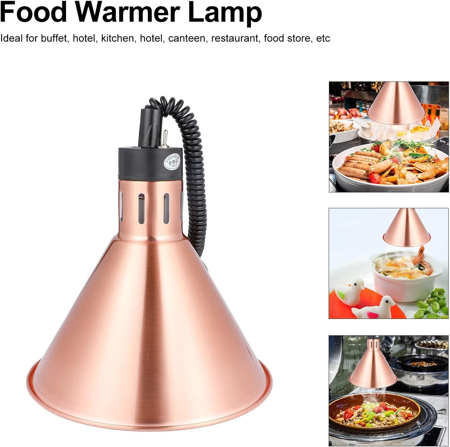 Lampada scaldavivande per Alimenti Lampadario a Sospensione telescopico da 275W Lampada riscaldante a Buffet per Cucina Servizio Ristorante dell'hotel