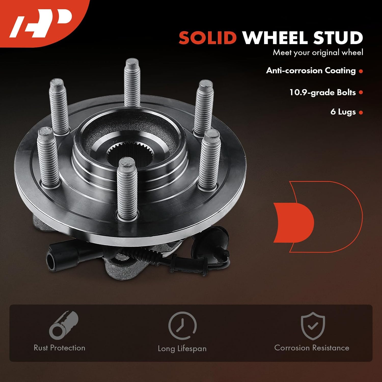 A-Premium 2 x Rear Wheel Bearing and Hub Assembly with ABS & 6-Lug Compatible with Ford Expedition 2003-2006, Lincoln Navigator 2003-2006