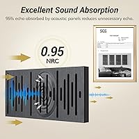 Vista 3 de TONOR 4-Pack Acoustic Wood Wall Panels, 23.6” * 11.8” * 1.9” 3D Self-adhesive Wall Panel, Three-layer Soundproof Tiles for Echo Absorbtion