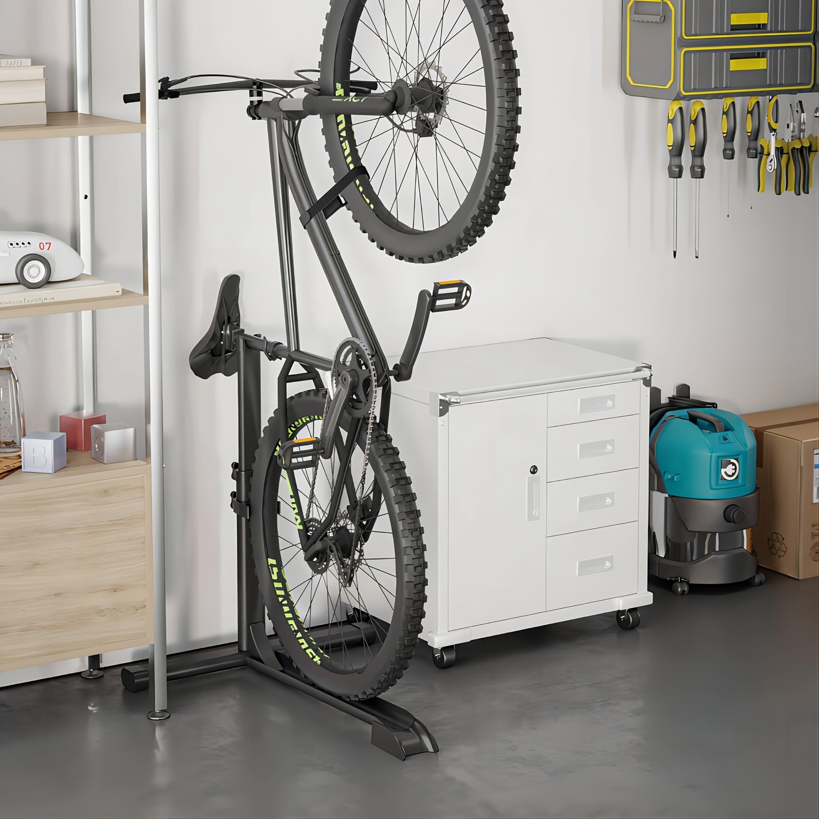 Mimoke Supporto verticale per biciclette - Supporto da terra in piedi per la conservazione di biciclette in interni - Garage e appartamenti (due pezzi)