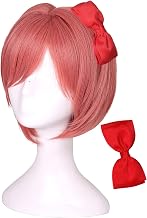 ColorGround Wig with Bowknot Short Coral Cosplay Wig for Girls and Women