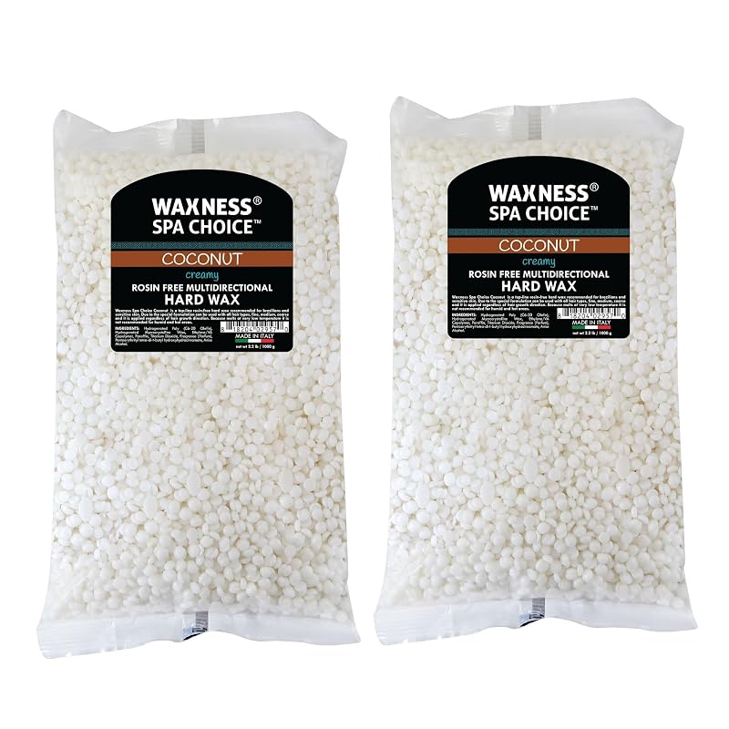 Cera depilatória dura multidirecional sem colofônia Waxness Spa Choice Coconut, Pacote com 2 (2 kg)