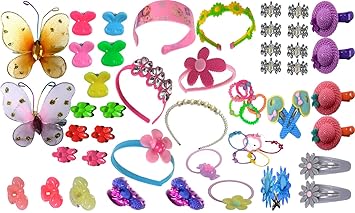 Rose Petals 58 Pcs/Set Baby Hair Band for Girls Baby Hair Clips pin Elastics Ponytail Holder for Baby Girl Hair Accessories with Gift Box Flower Shaped Claw Mix Style Tic Tac