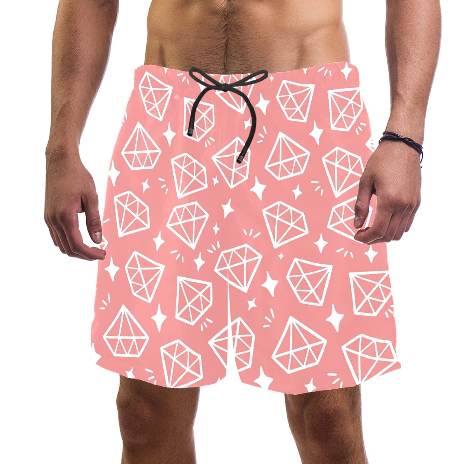 Short de bain homme doublure maille imprimé diamant géométrique - 6