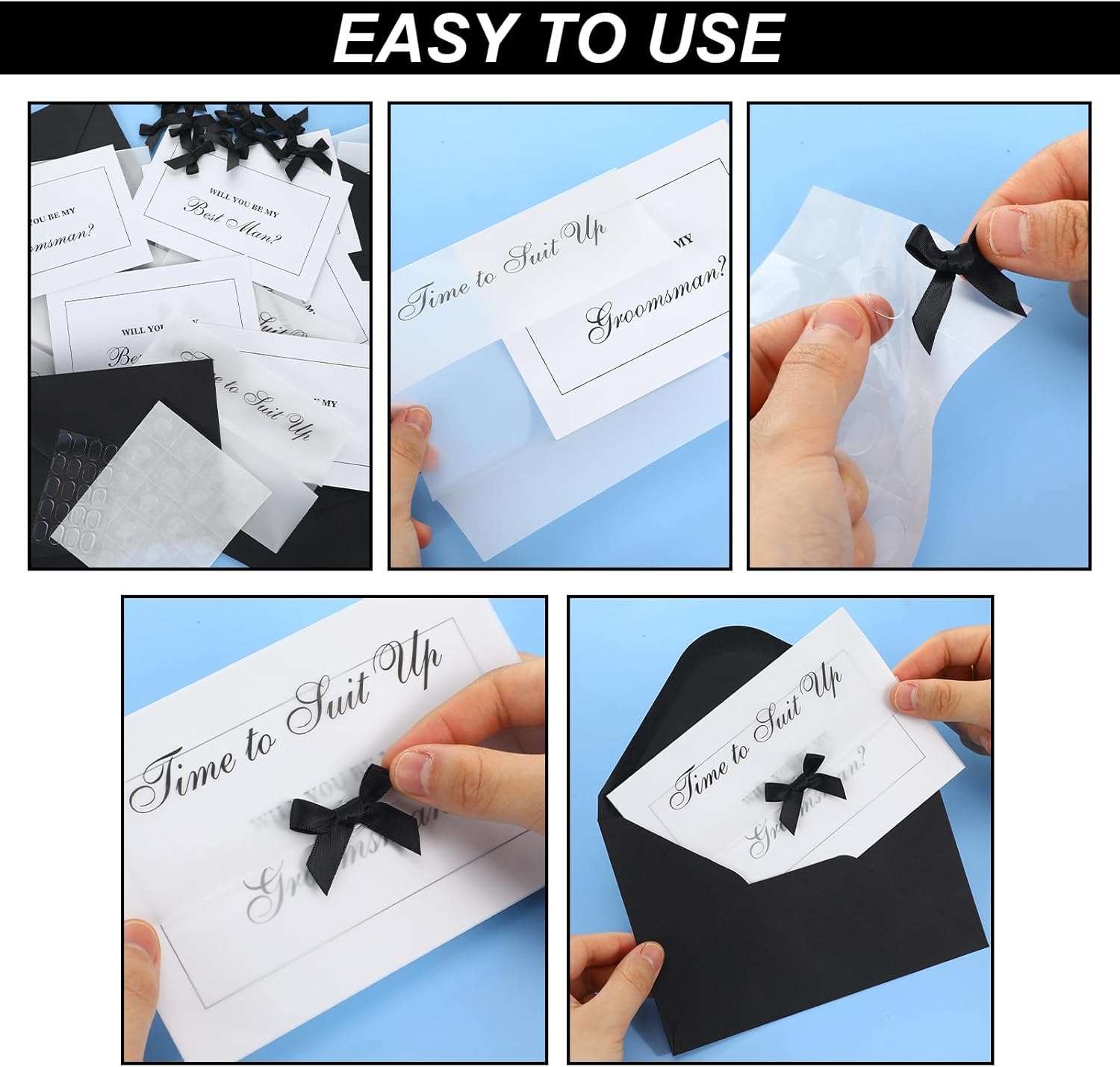 Sets of 12 Groomsman Proposal Card 8 Will You Be My Groomsmen Cards 4 Will You Be My Best Man Suit up with Black Envelopes Wedding Proposal Invites for Best Man & Bridal Party - Image 7