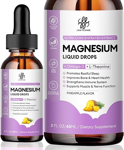 Gotas líquidas complejas de magnesio, glicinato de magnesio con óxido, taurato y citrato, magnesio calmante para huesos, corazón, músculo, sueño y