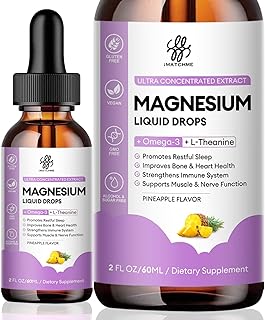 Magnesium Complex Liquid Drops, Magnesium Glycinate with Oxide, Taurate and Citrate, Calm Magnesium for Bone, Heart, Muscle, Sleep & Digestion, High Absorption, Pineapple Flavor, 2 Fl Oz