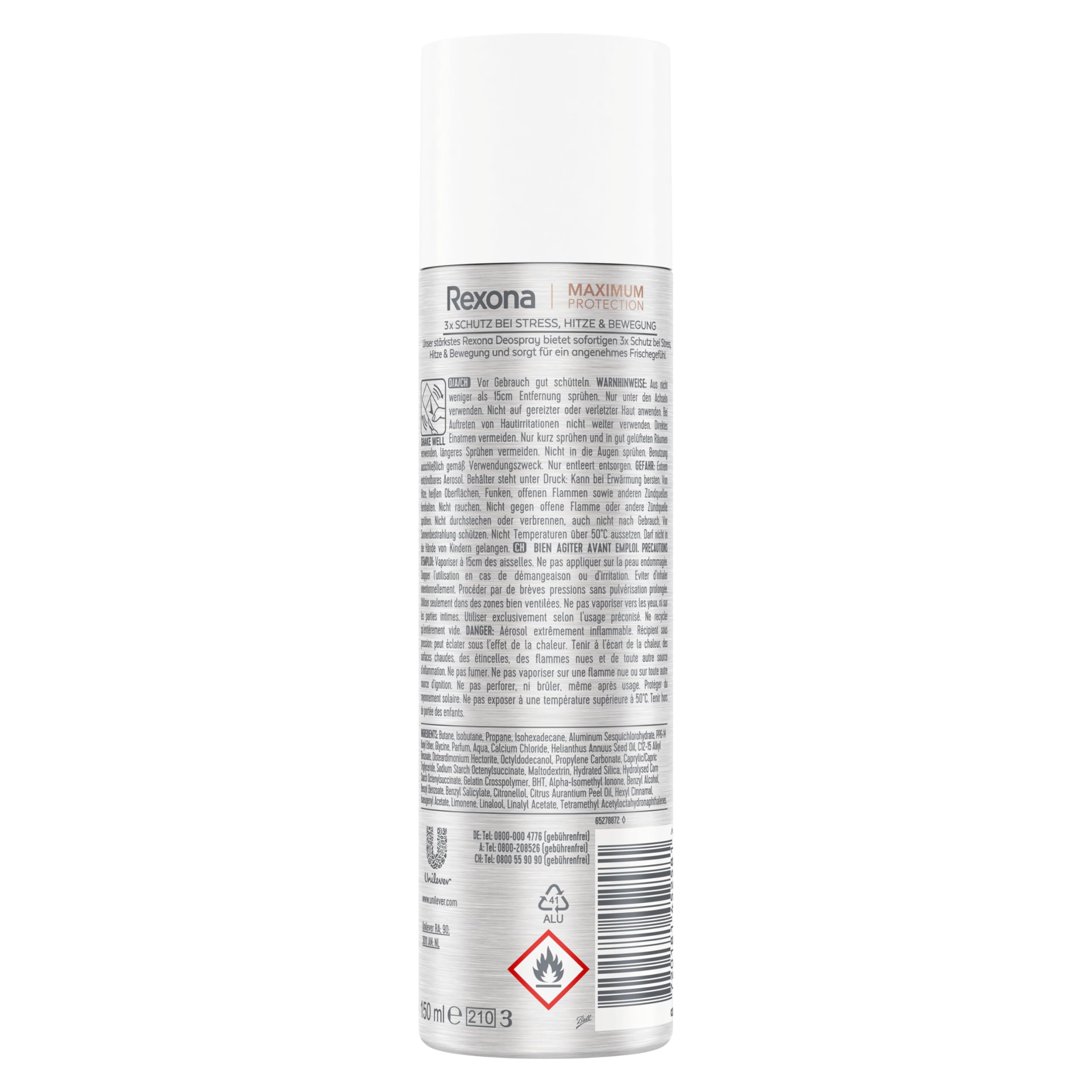Rexona Maximum Protection Lime & Waterlily Scent antyperspirant z 96-godzinną ochroną przed potem i zapachem ciała, 150 ml