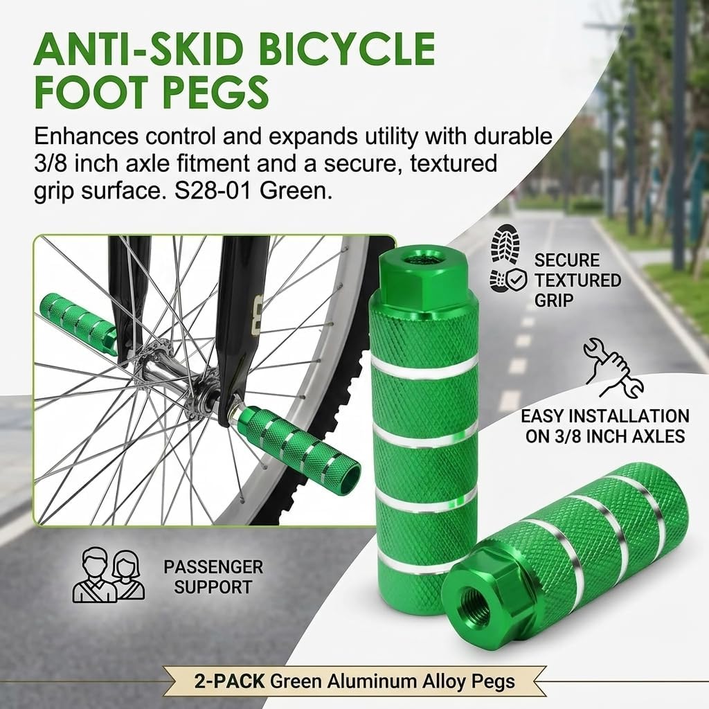 Aluminum Alloy Bike Pegs,Anti-Skid Lead Foot Bicycle Peg for 3/8 inch Axles