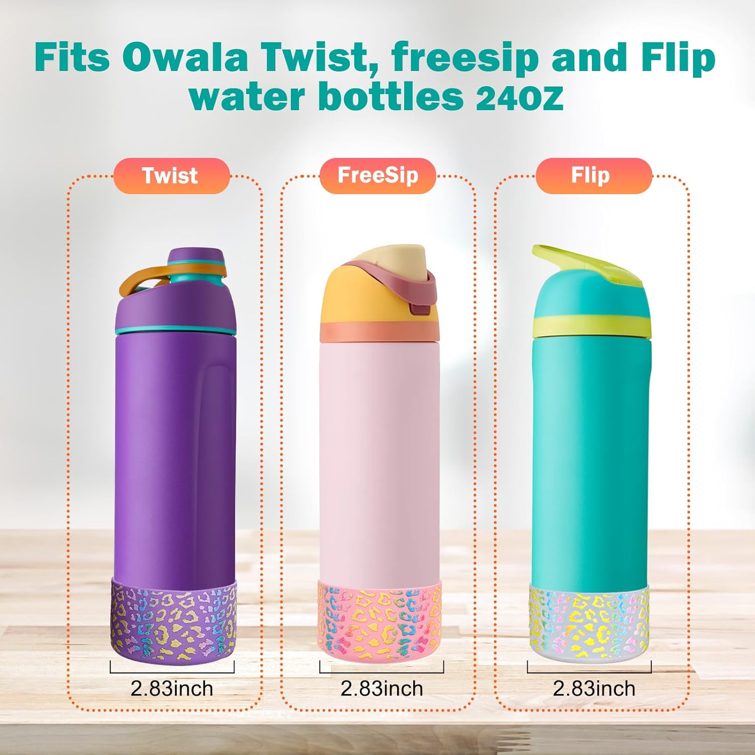 WK IEASON 2Pcs Silicone Boot for Owala Water Bottle, Protective Flask Bottom Cover Base for Owala FreeSip Twist and Flip Flask Water Bottle Accessories-2.83inch Bottom Diameter