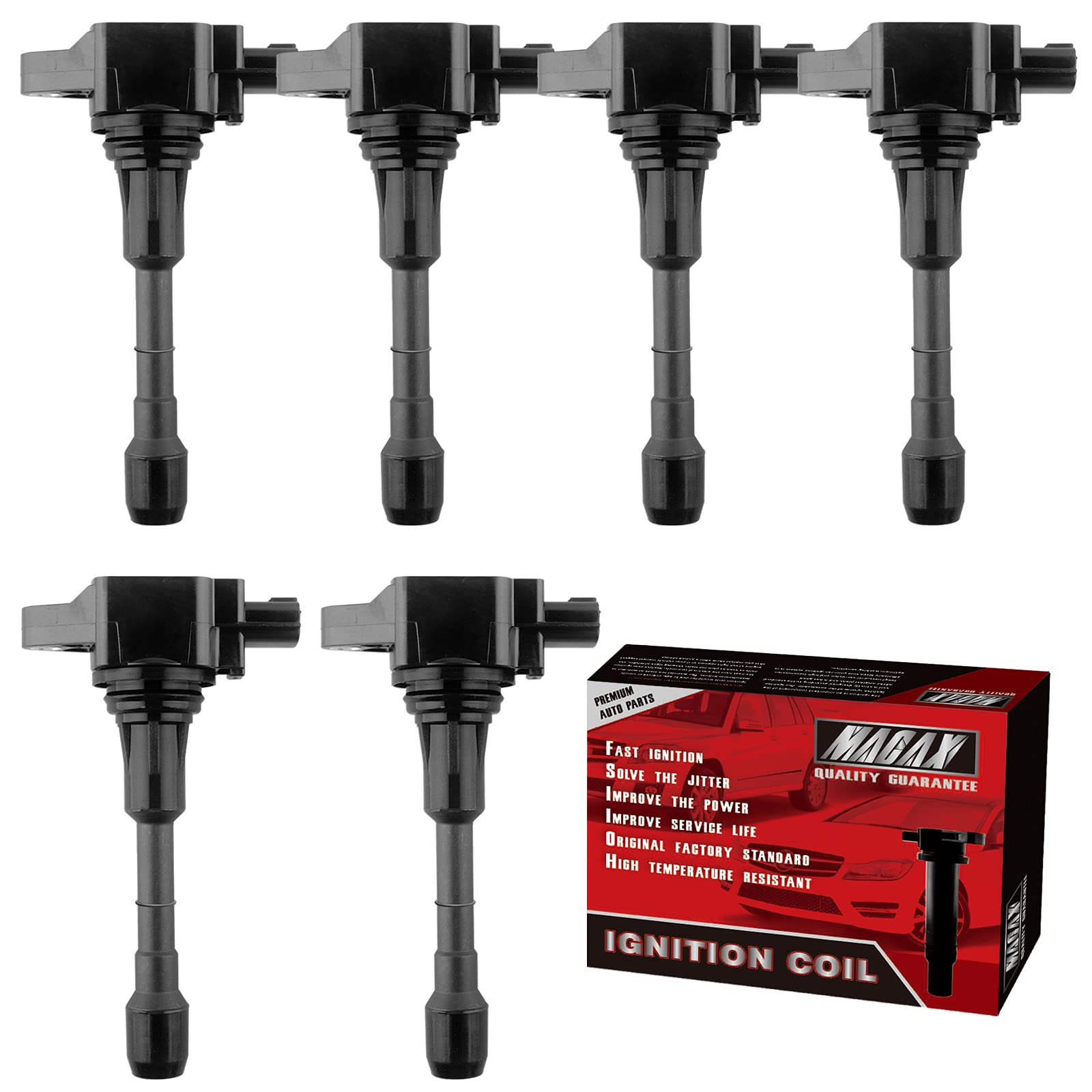 Set of 6 Ignition Coils Pack Compatible with 2007-2017 Nissan Infiniti Maxima Quest Pathfinder Murano Altima Q50 QX60 FX35 3.5L V6 UF550