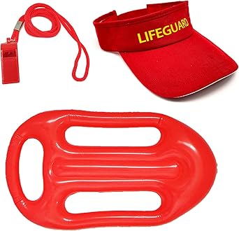 Rettungsschwimmer-Set: Rote Pfeife & Verstellbare Sonnenkappe – Für Strand, Poolparty Oder Kostüm