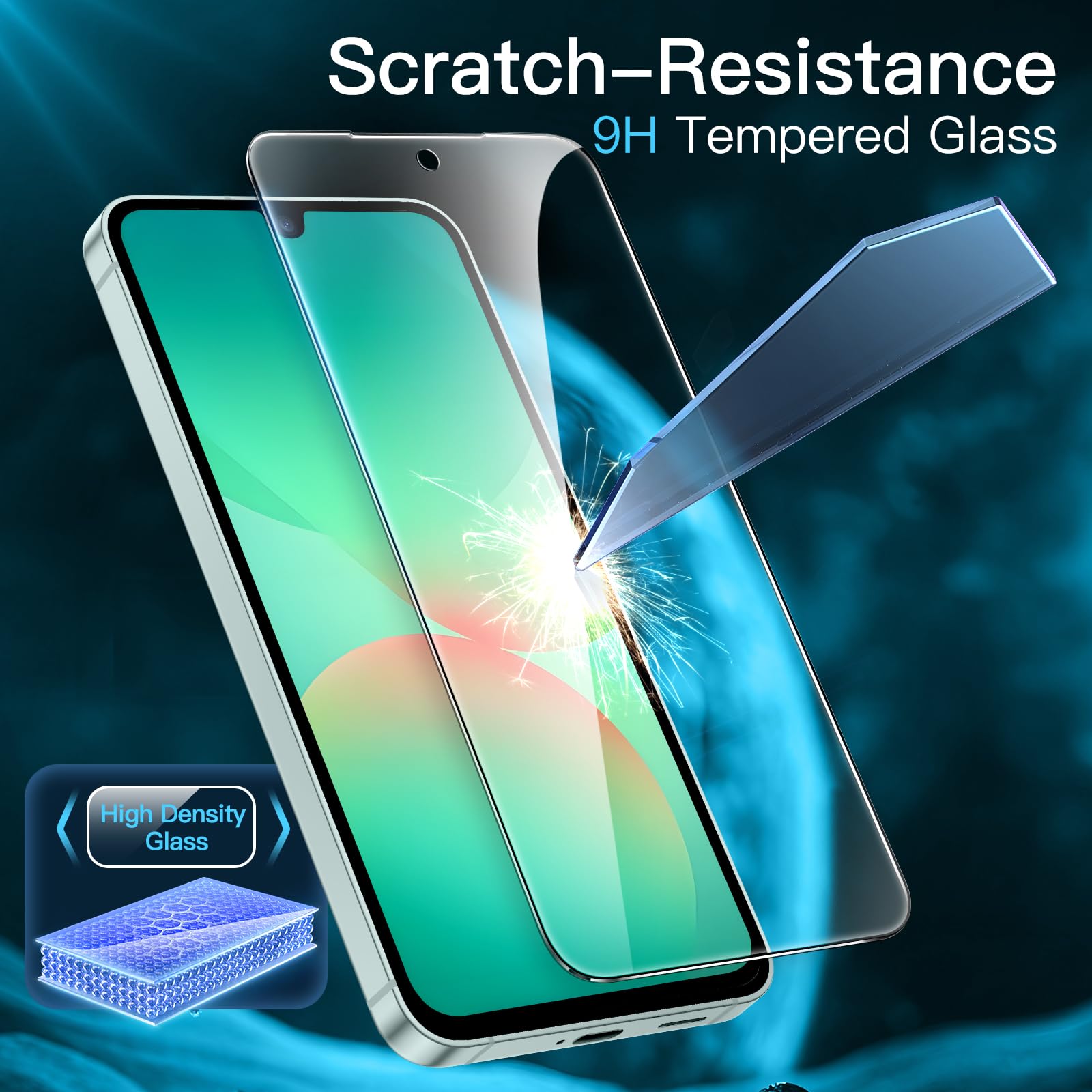 JETech Pellicola Protettiva per Samsung Galaxy A26 5G, 9H Vetro Temperato Film, Anti-Graffio, HD Chiaro, Pacco da 3