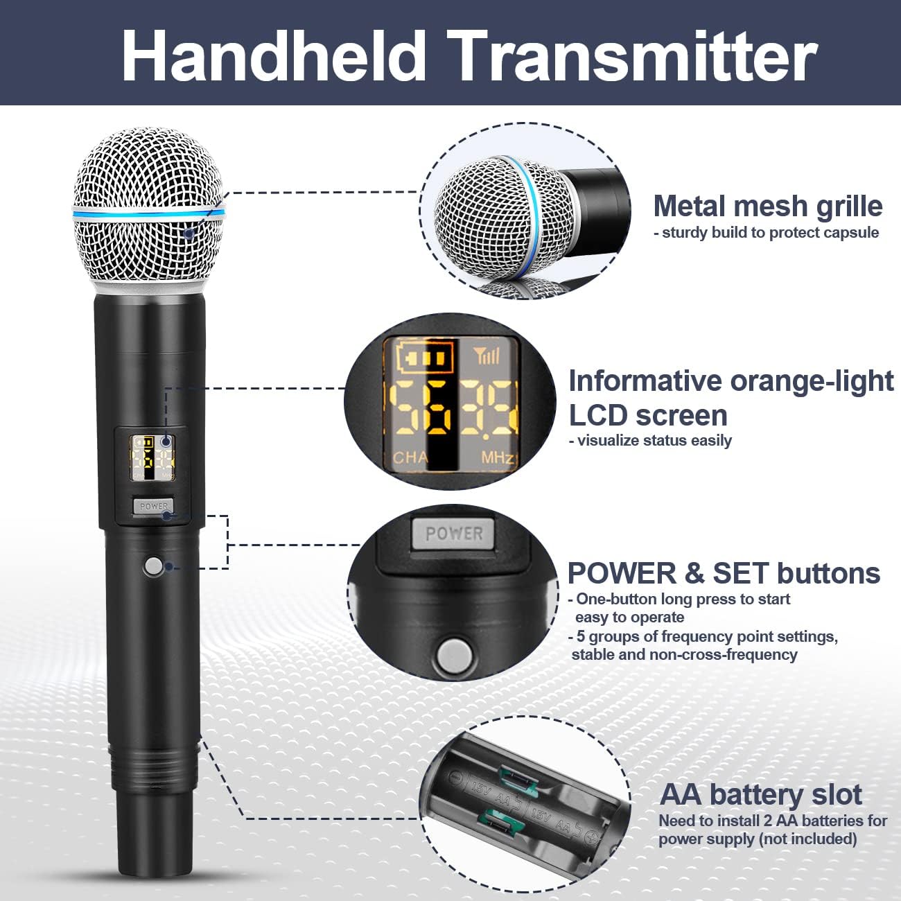 Depusheng R4 Karaoke Wireless Microphones Professional 4 Channels Handheld Wireless Microphone System Metal Dynamic Mic for Karaoke Singing, House Party, Church, Performance - Image 4