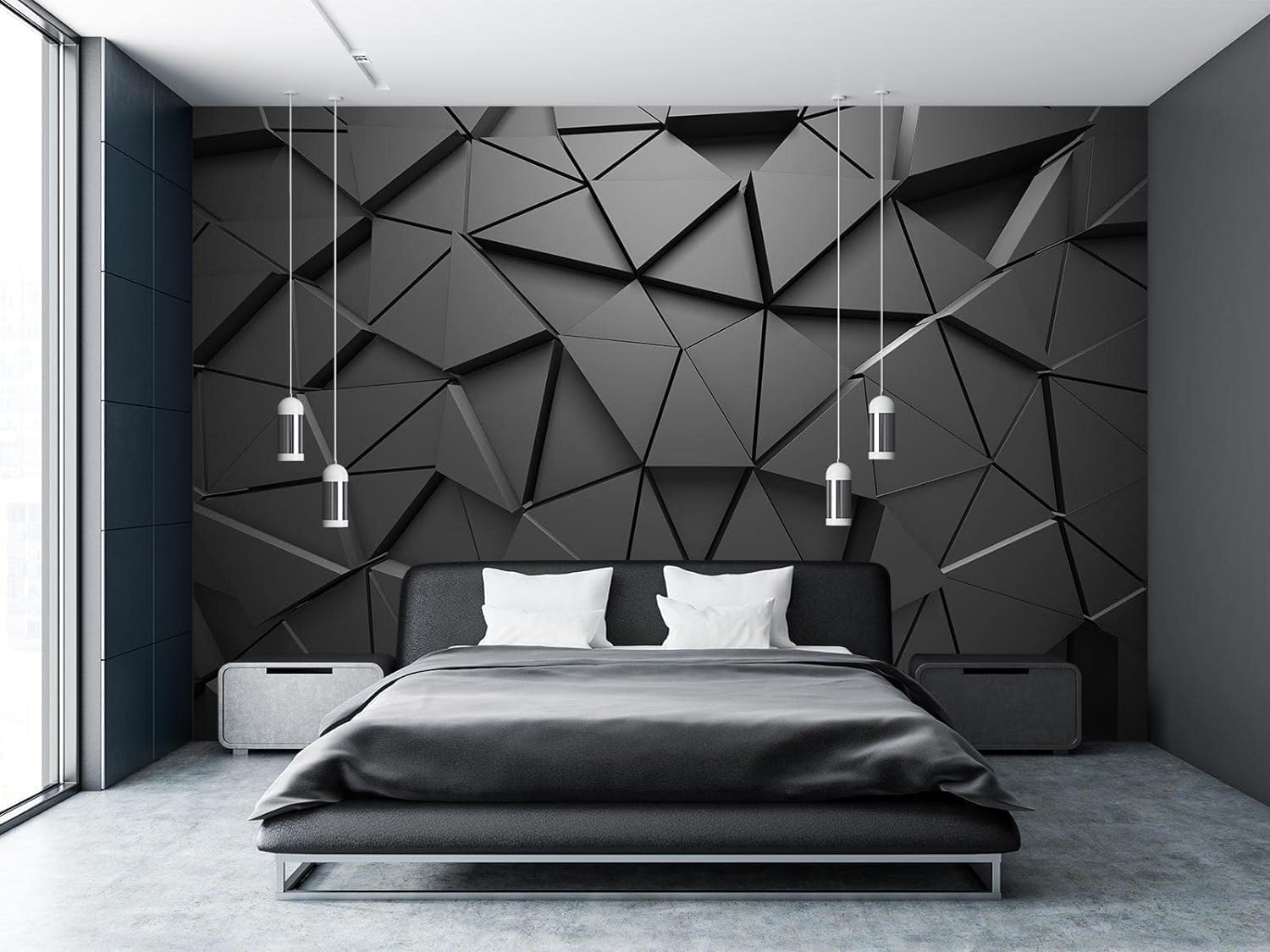 Cool Geometry 3D Mural Wallpaper, Abstract Black 3D mural,Large