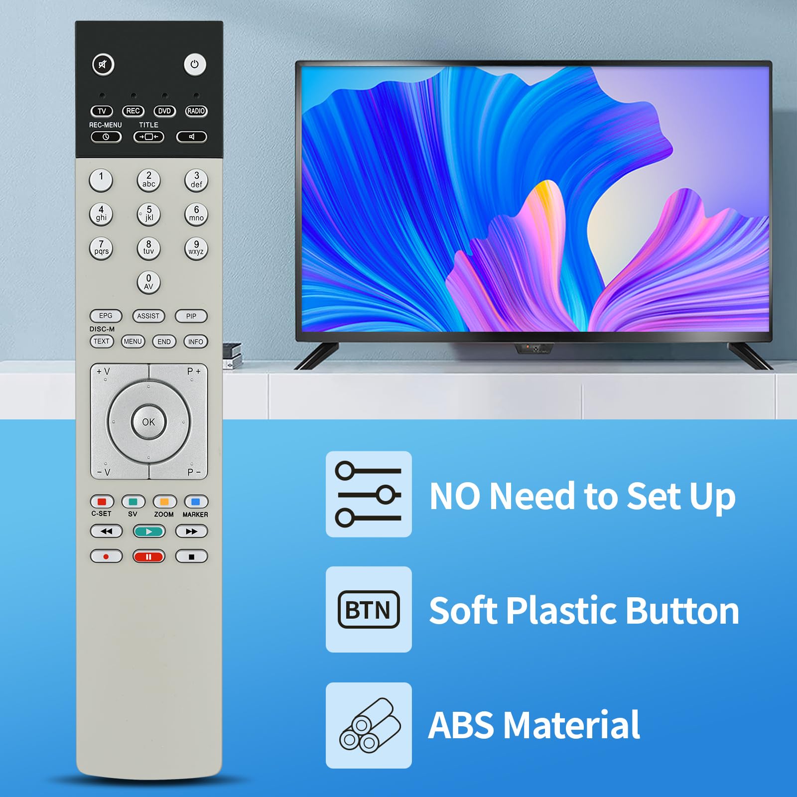 Nouvelle télécommande de rechange compatible avec Loewe TV DVD Radio 89950A10 89900A23 89950A23 89900A00 Assist 1 52435W85 | 67503 Assist 2 Art 40 | Art 48 | Art 50 | Art 55 | Art 600 Couleur