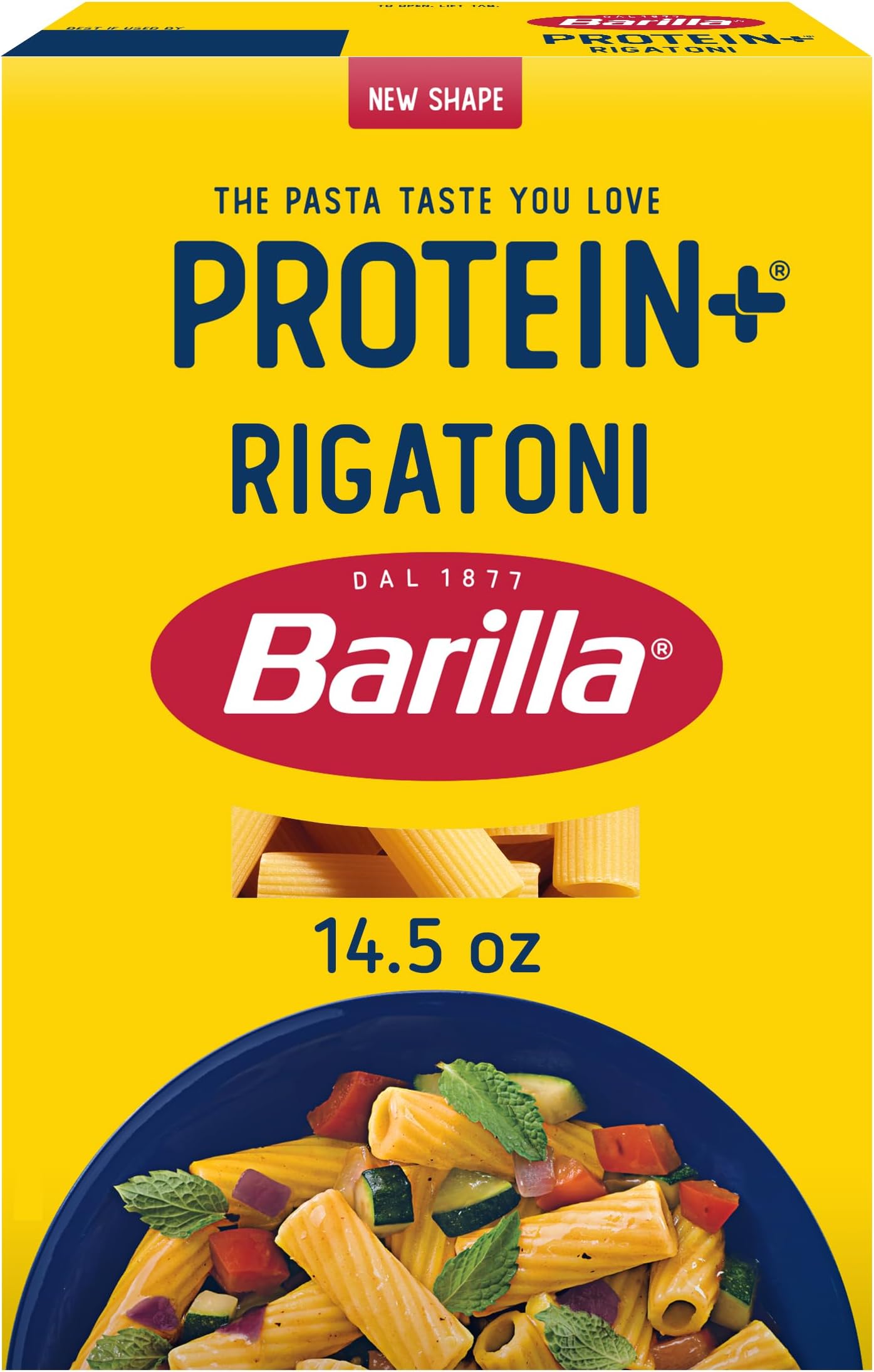 Barilla Protein+ (Plus) Rigatoni Pasta, Plant Based Protein, 14.5oz