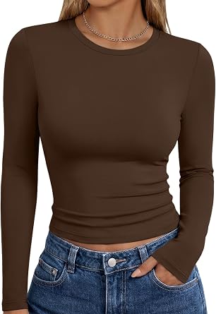 Trendy Queen Womens Long Sleeve T Shirts Fall Fashion Basic Y2K Tops 2026