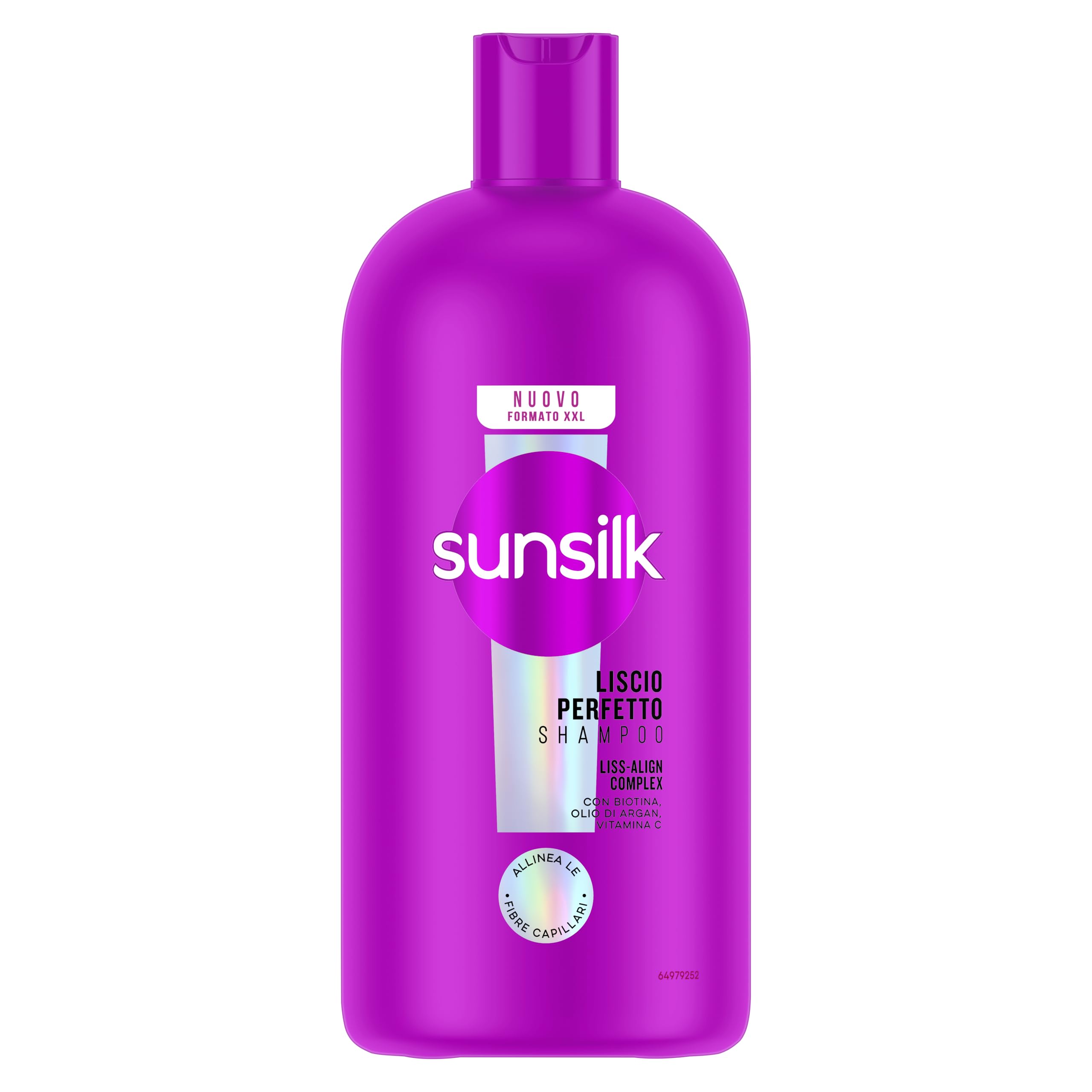 Sunsilk, Shampoo Liscio Perfetto, Shampoo per Capelli Lisci e Disciplinati, Formula Arricchita con Liss-Align Complex con Biotina, Olio di Argan e Vitamina C Formato XXL 810ml