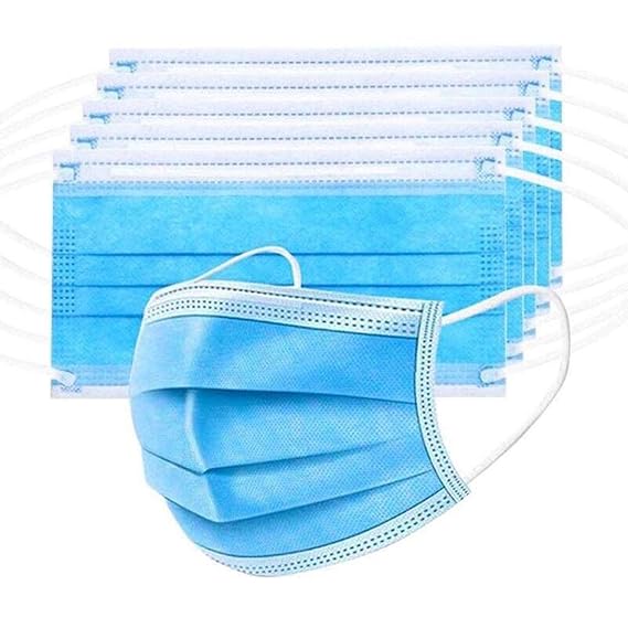 Parin 3 ply Disposable Face Mask 3-Layer Medical Masks with Elastic Ear Loops, Non Woven, Smooth, Breathable and Protective Face Mask for Pollution