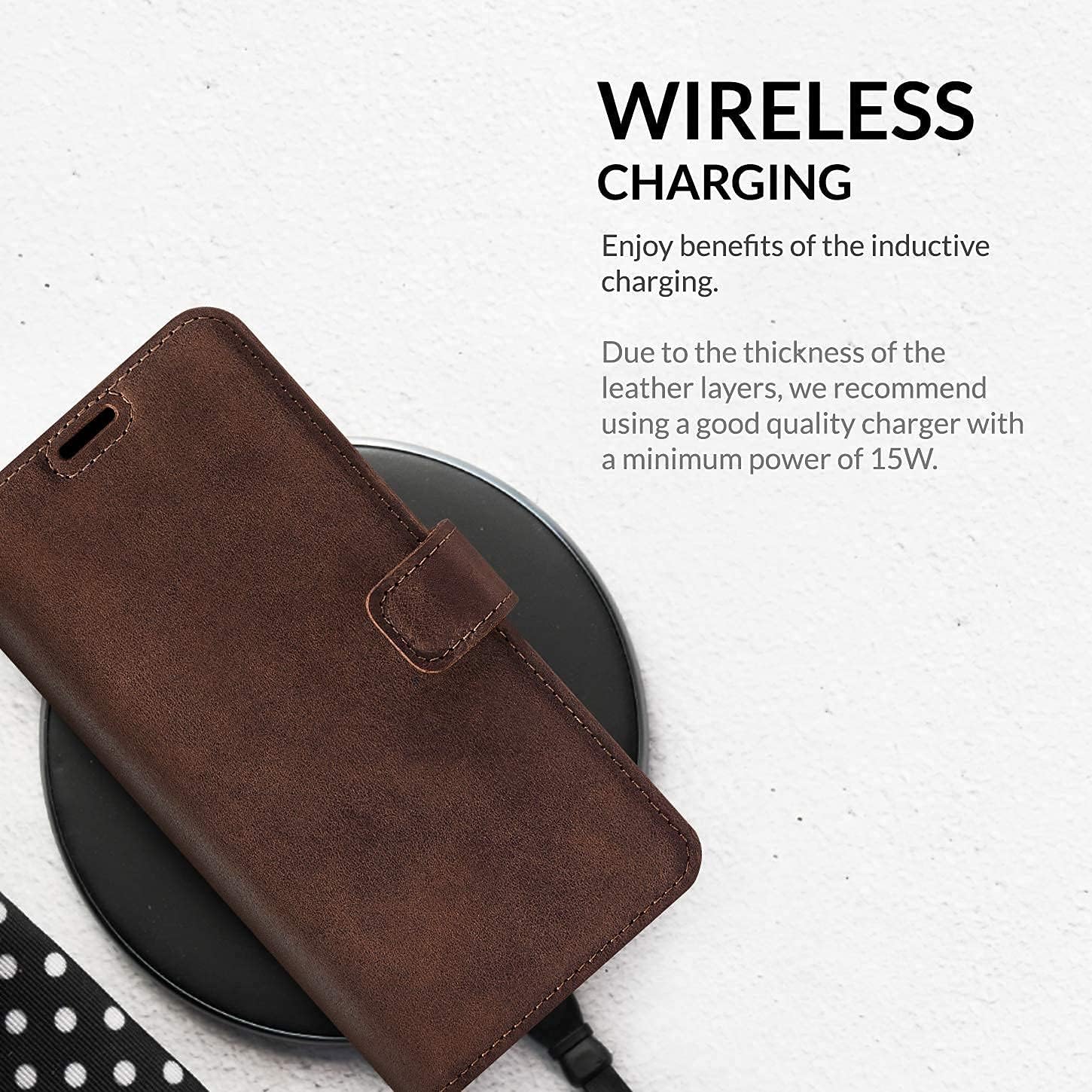 SURAZO Mobile Phone Case for iPhone XR - Premium Genuine Leather Case Protective Case with Stand Function, Card Slot, RFID Protection - Flip Wallet Case Handmade for Apple iPhone XR (Nut Brown)