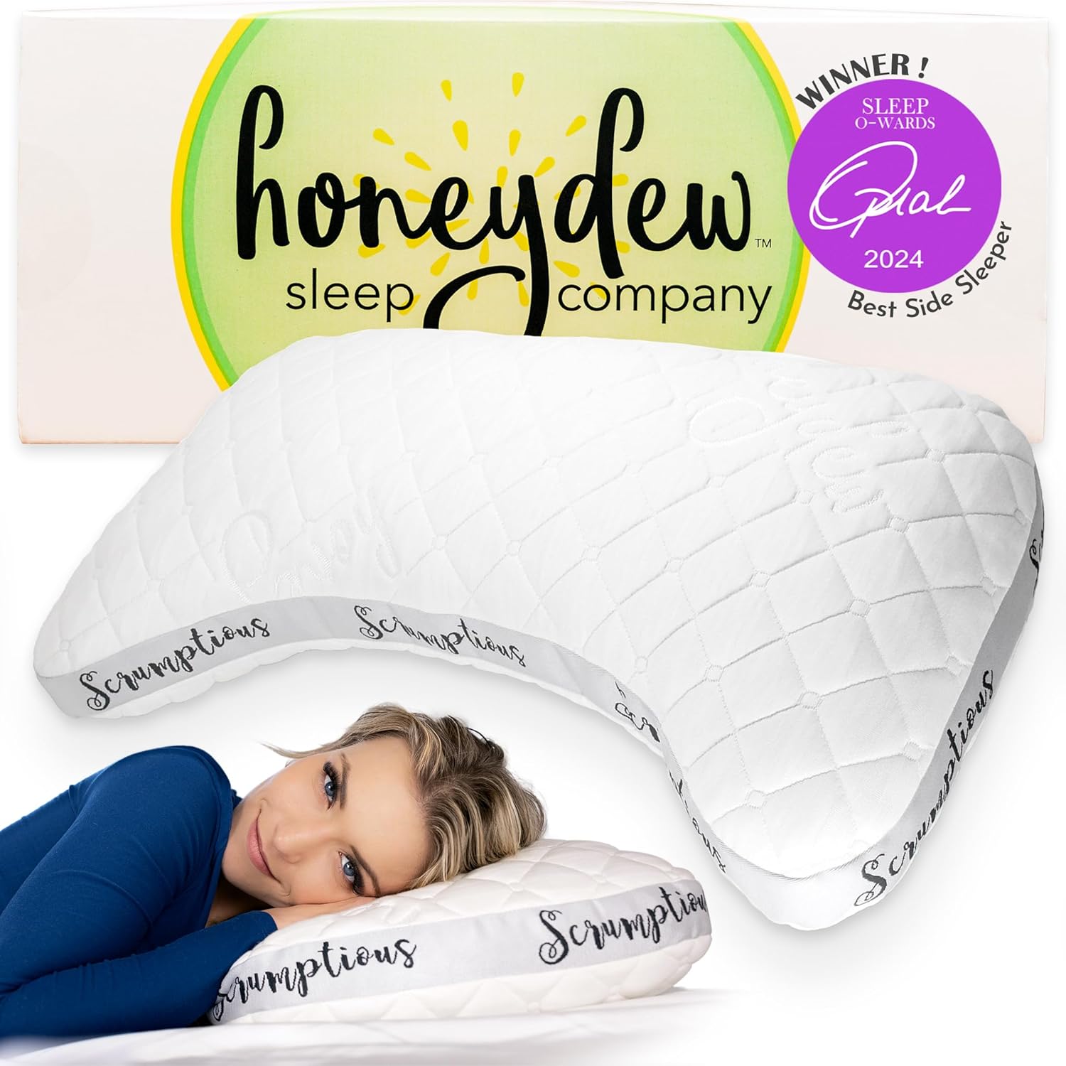 Honeydew Scrumptious Cooling Side Sleeping Pillow with Free Pillowcase- Best for Side Sleepers- Neck and Shoulder Pain Relief Pillow- The Most Awarded Side Sleeper Pillow- Made in The USA (Queen Size)