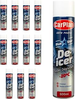 CarPlan De-Icer Aerosol, 21 fl oz (Pack of 12) – Blue Star De Icer, Fast-Acting Ice & Frost Remover for Car Windows, Works in Extreme Cold -20C