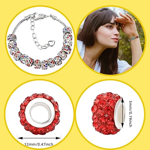 Vista 165 de 200 cuentas europeas de agujero grande – Mixcolor Lampwork Rhinestone Craft Beads para bricolaje pulseras joyería fabricación