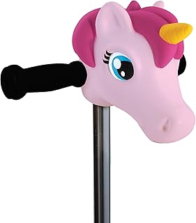 Scootaheadz Unicorn: Kids Scooter Accessories | Scootaheadz Scooter Unicorn Head | Light Pink | Fits Most Childrens 2 Wheeled and 3 Wheeled Scooters | T-Bar Handle Scooter Unicorn Head for Girls